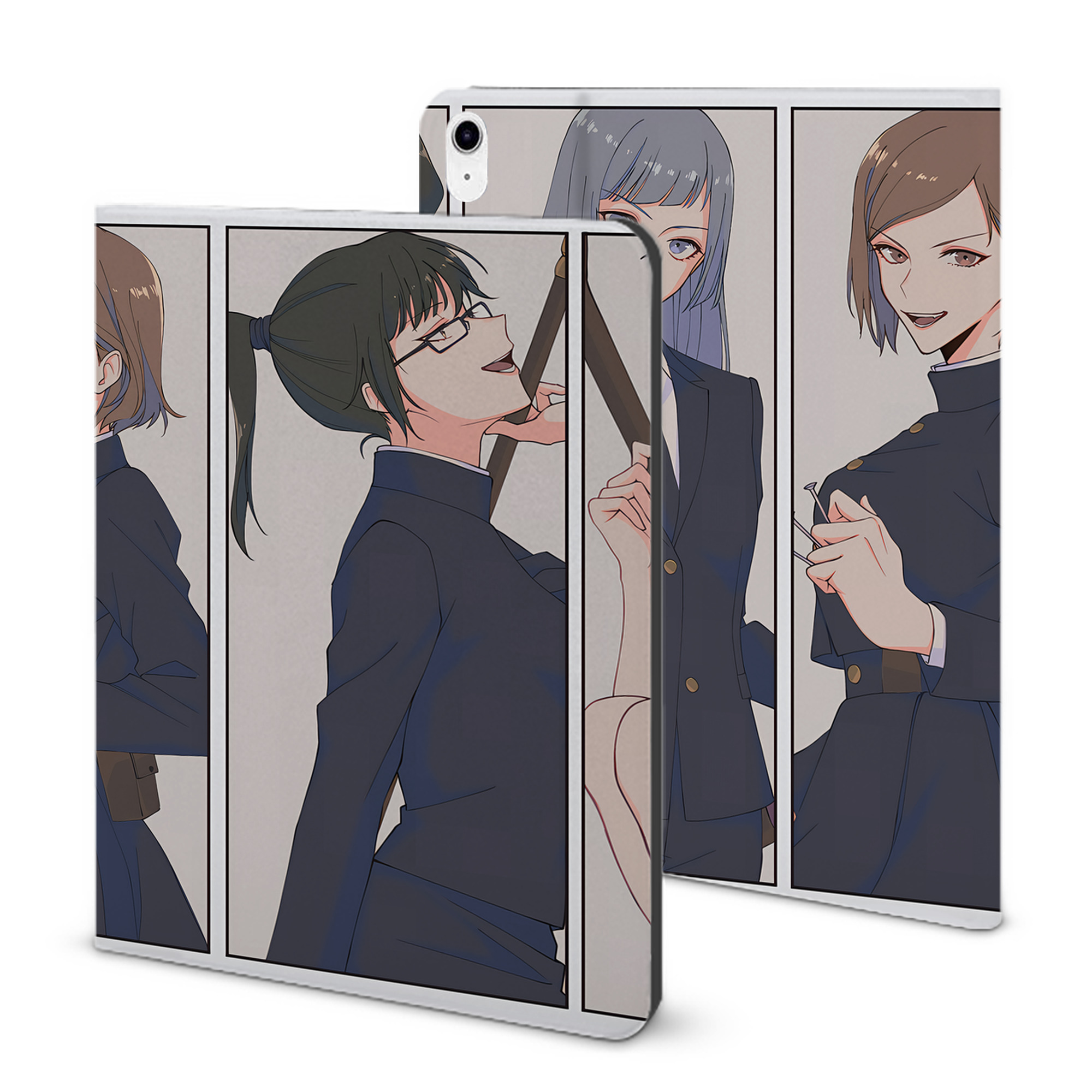 （画像用） 呪術廻戦 Jujutsu Kaisen IPad ケース ブック型 PUレザー TPU 耐衝撃 軽量 薄型 ペン収納なし 全面保護 IPad 各モデル対応